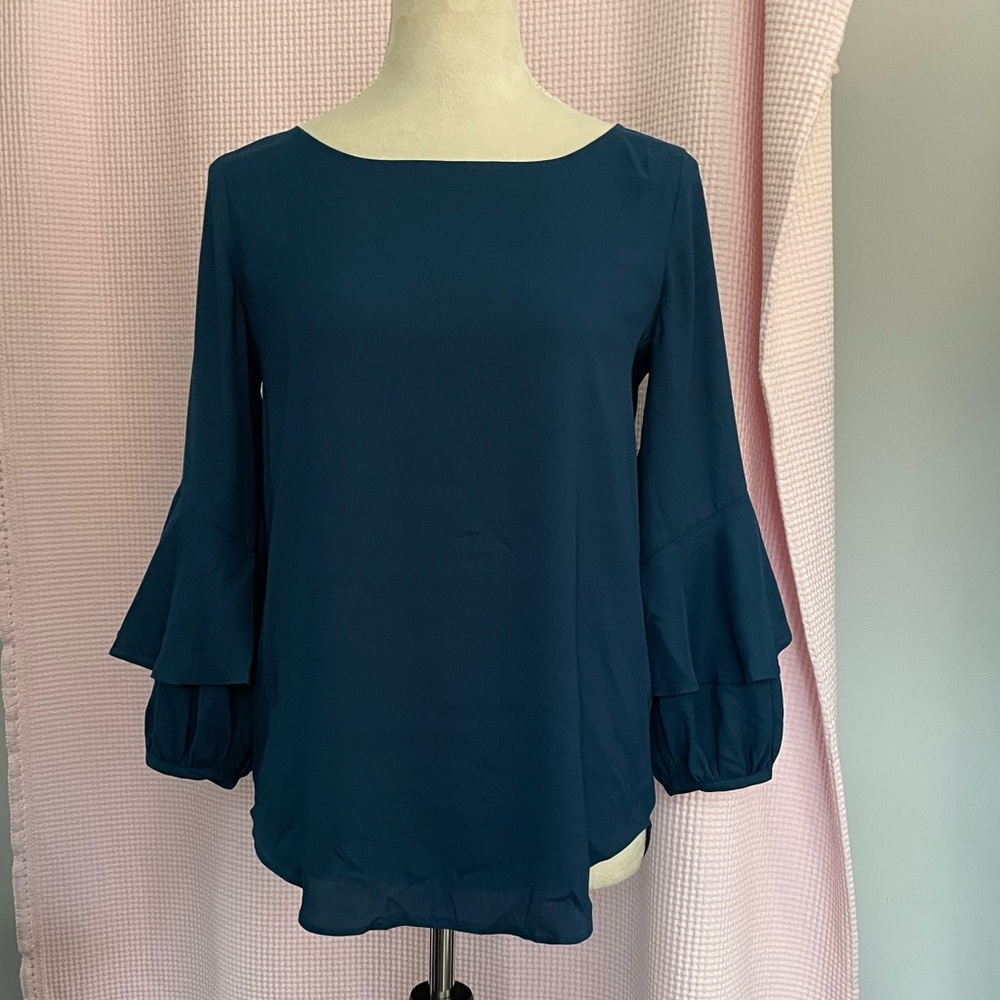 ANN TAYLOR Sapphire blue dress blouse size XS.
